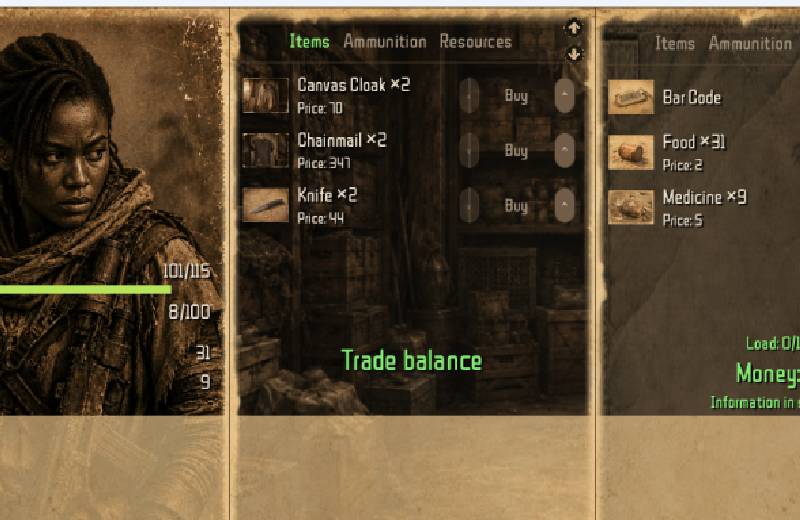 Memory Wastes three-panel desktop interface